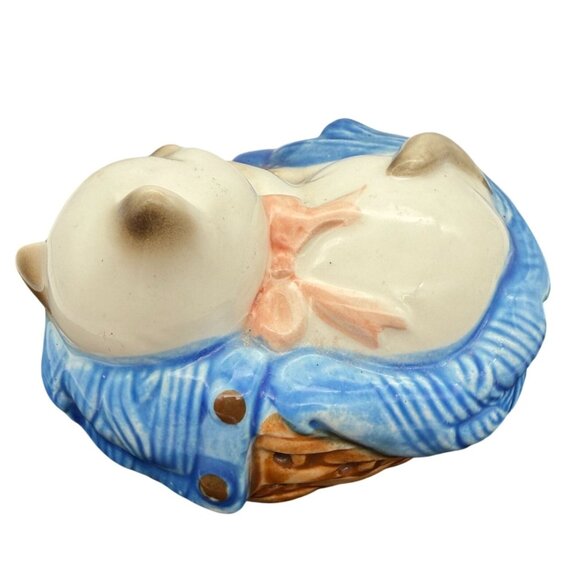 Vtg Avon Sleeping Kitty Cat Figurine Laundry Basket Potpourri Sachet Collectible - Picture 5 of 10